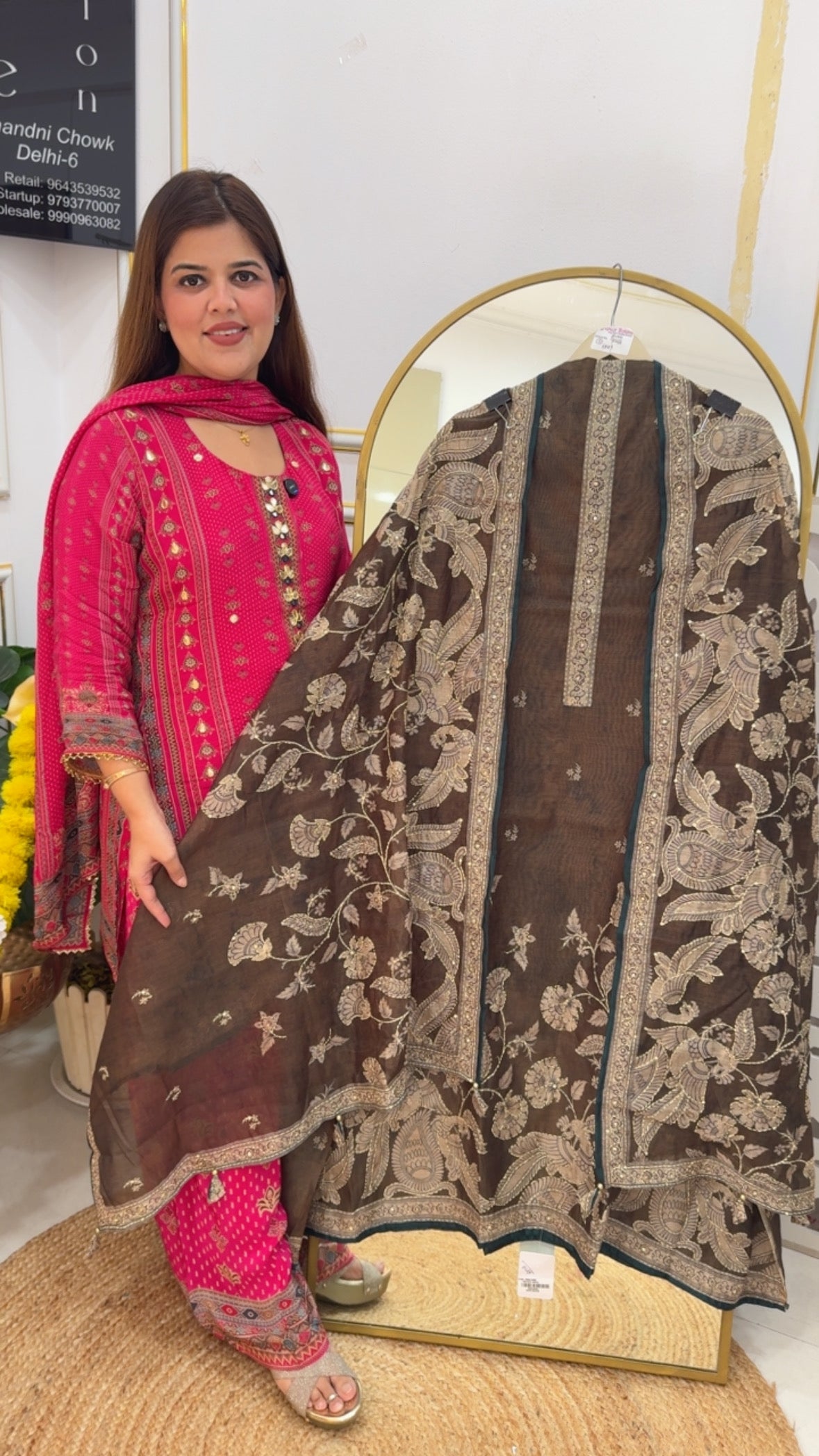 Handcrafted super soft chanderi silk katha embroidered premium suit material GF719